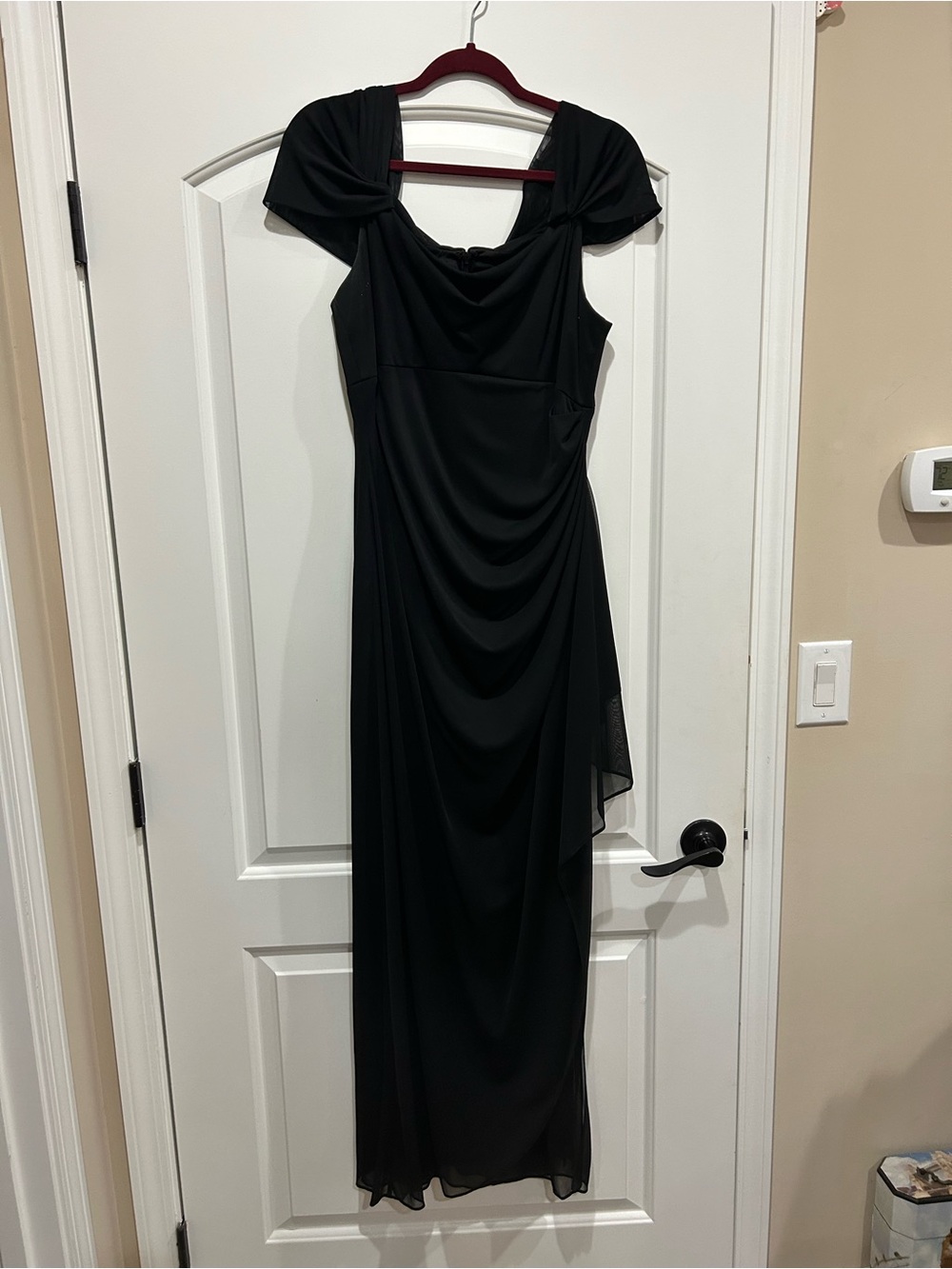 Alex Evenings Versatile Black Draped Maxi Dress